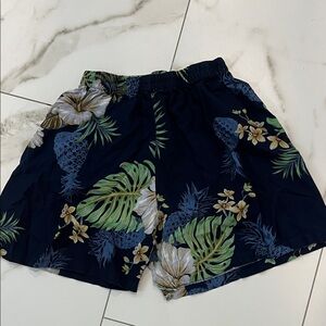 Tropical Print Navy Shorts